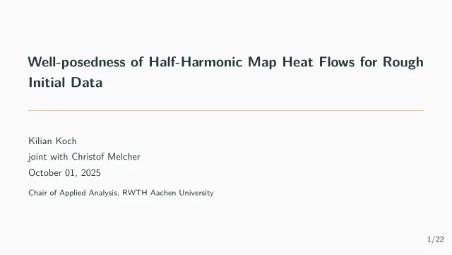 Well-posedness of half-harmonic map heat flows for rough initial data – first slide